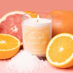 Lasting Smiles “Sea Salt & Citrus” Candle Aromatherapy Calming Soy Blend